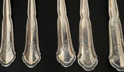 Douze fourchettes en argent 800 °/°° à spatule...