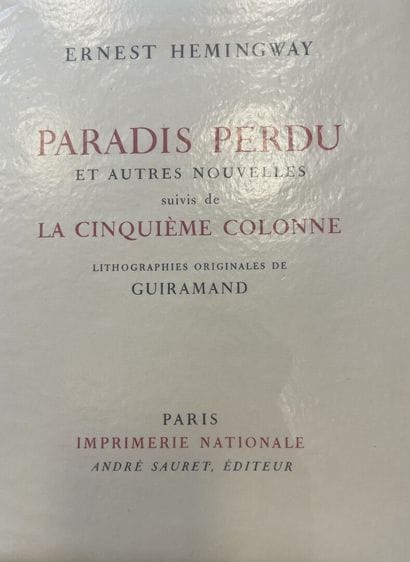 Ernest HEMINGWAY 
Works. André Sauret publisher....