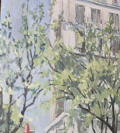 Ecole moderne 
Le café parisien
Huile sur...
