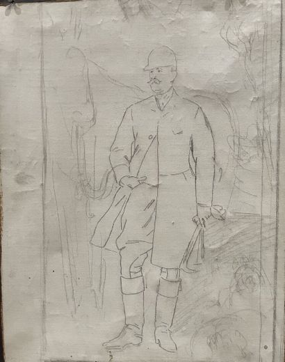 Lot de tableaux, dessins, gravures dont :
Louis...