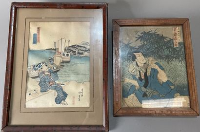 Deux gravures japonaises, 
marges et sujets...