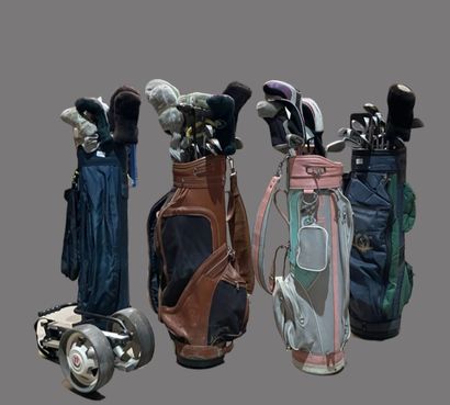 4 sacs de golf en toile et cuir comprenant...