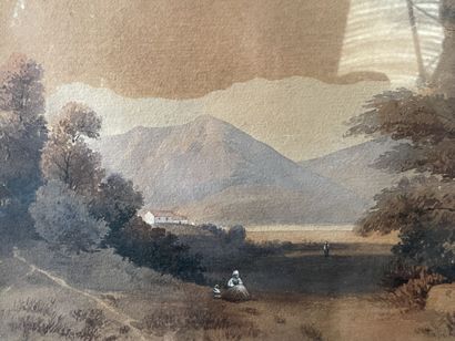 19th century French school
Mountain view
Watercolor...