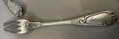 Lot de couverts en argent comprenant :
2...