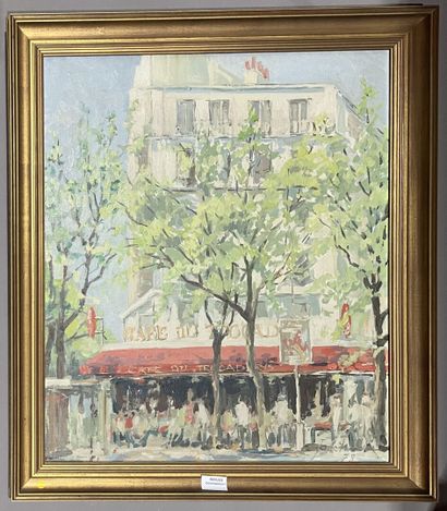 Ecole moderne 
Le café parisien
Huile sur...