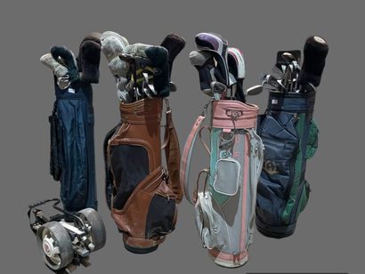 4 sacs de golf en toile et cuir comprenant...