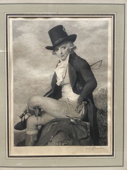 Lot de tableaux, dessins, gravures dont :
Louis...