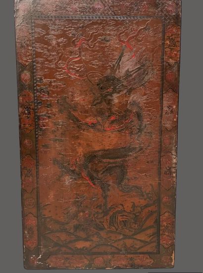 Table basse rectangulaire en bois laqué brun...