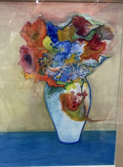 Suzy LEVY
Lot d'aquarelles et pastels encadrés,...