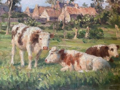 Félix PLANQUETTE (1873-1964)
Cows 
Two oils...