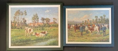 Félix PLANQUETTE (1873-1964)
Cows 
Two oils...