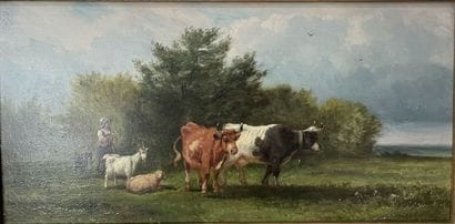 19th century French school 
Shepherdess with...