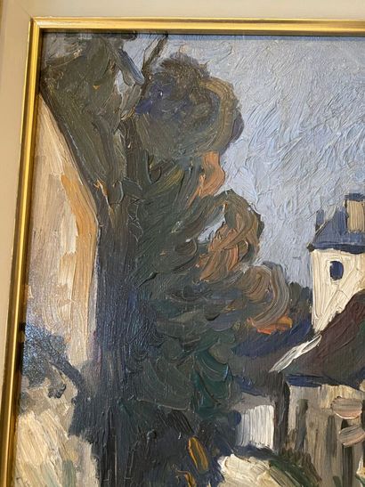 Modern school 
Village street 
Oil on isorel...