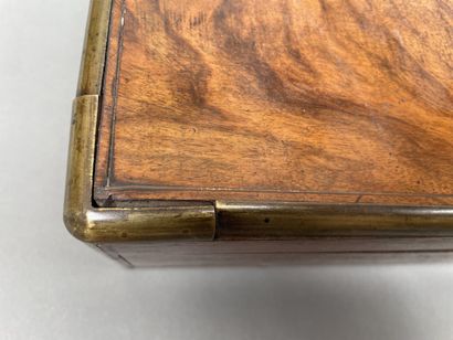 Mahogany and brass travel writing case, the...