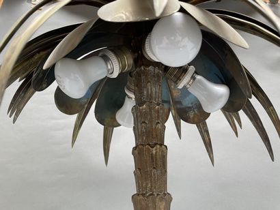 Five-light palm lamp, the bronze shaft resting...