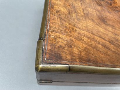 Mahogany and brass travel writing case, the...