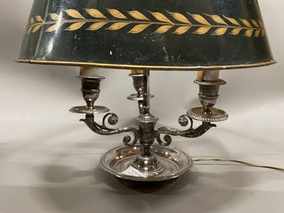 Hot-water bottle lamp in silver-plated bronze,...