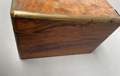 Mahogany and brass travel writing case, the...