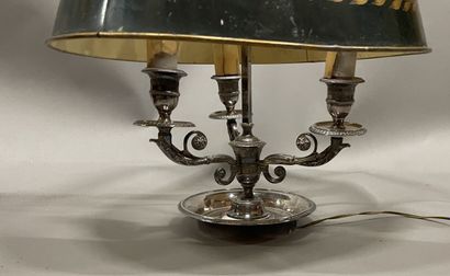 Hot-water bottle lamp in silver-plated bronze,...