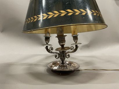 Hot-water bottle lamp in silver-plated bronze,...