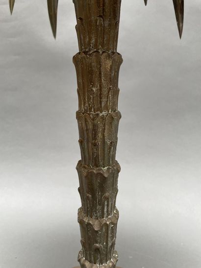 Five-light palm lamp, the bronze shaft resting...