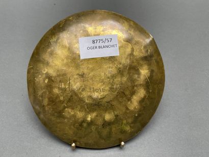 Brass sun-decorated bowl signed Antonio José...