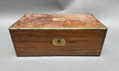 Mahogany and brass travel writing case, the...