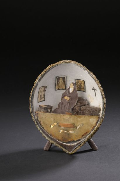 Nun's cell in a coconut containing a nun...