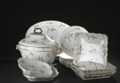 Porcelain service set decorated with barbel...