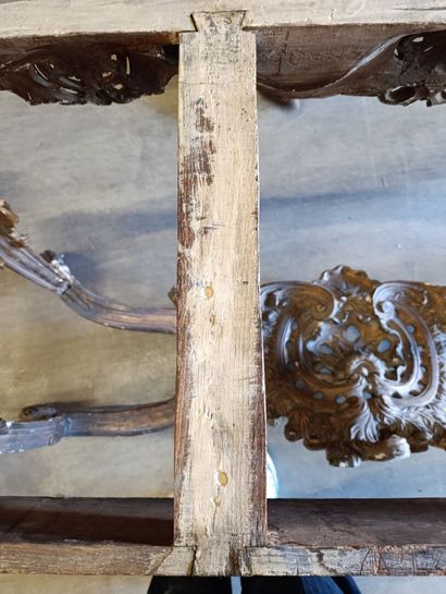 Large four-legged console table in molded,...