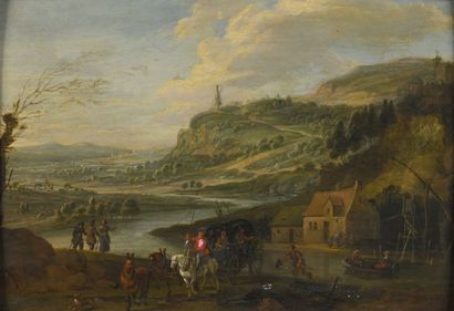 18th century FLEMISH school
Animated landscape
Oil...