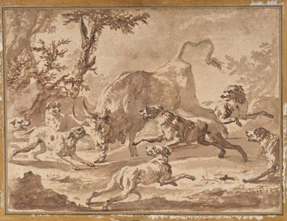 18th century VENITIAN school
An ox attacked...