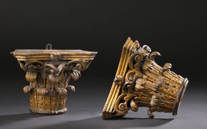 Pair of Corinthian capitals forming brackets...