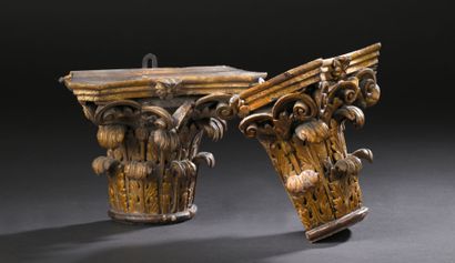 Pair of Corinthian capitals forming brackets...
