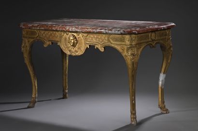 Game console in carved and gilded basswood;...