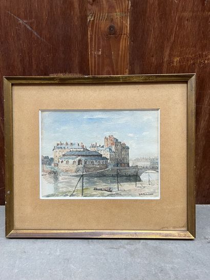 Lot of framed pieces: 
- École moderne, Bateaux...