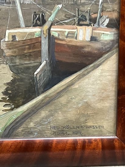 Lot of framed pieces: 
- École moderne, Bateaux...