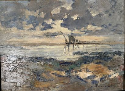J. POUZOL (20th)
Seaside
Oil on cardboard,...