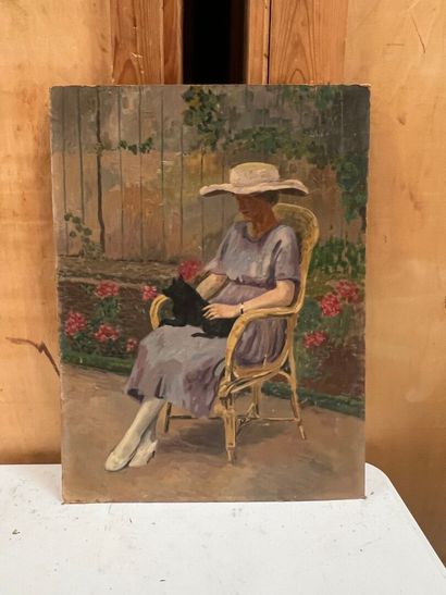 Modern school 
Woman in a garden
Oil on cardboard,...