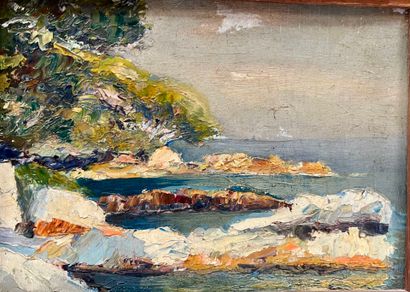 Modern school
Rocks by the sea 
Oil on panel,...