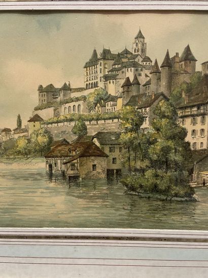 Lot of framed pieces: 
- École moderne, Bateaux...