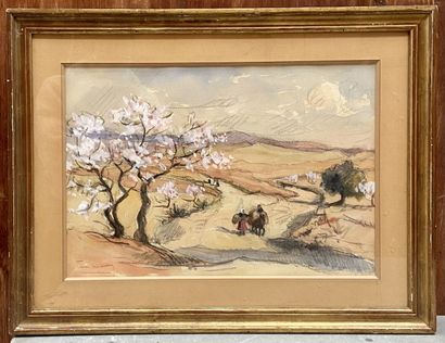 Lot of framed pieces: 
- École moderne, Bateaux...