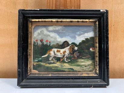 G. BERTRAND
Hunting Dogs 
Oil on paper, signed...