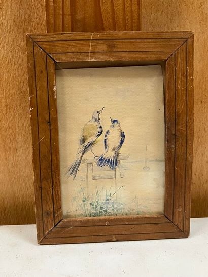 Emma FANTY-LESCURE (?-1935) 
Birds 
Watercolor...