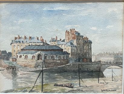 Lot of framed pieces: 
- École moderne, Bateaux...