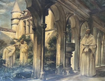 Modern school
Monks in the cloister
Oil on...