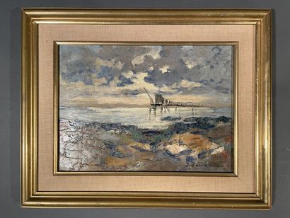 J. POUZOL (20th)
Seaside
Oil on cardboard,...
