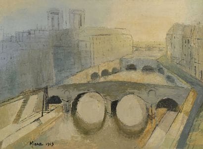 Mara RUCKI (Born 1920) 
Quays of Paris, 1969
Oil...