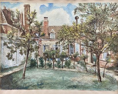 Lot of framed pieces: 
- École moderne, Bateaux...