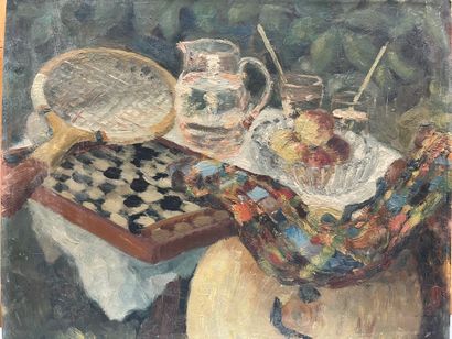Modern school
Composition with tennis racket
Oil...